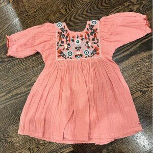 Pink Chicken Embroidered Dress - 2Y